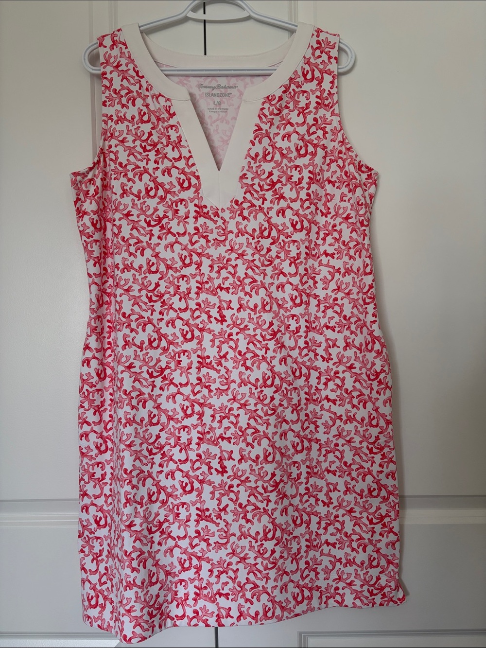 Tommy Bahama White & Coral Printed Sleeveless Dress